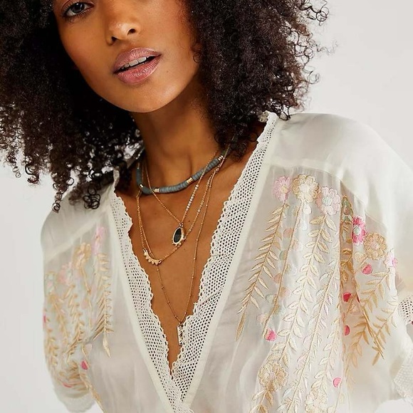 Free People Renee Embroidered Wrap Top - Picture 3 of 9